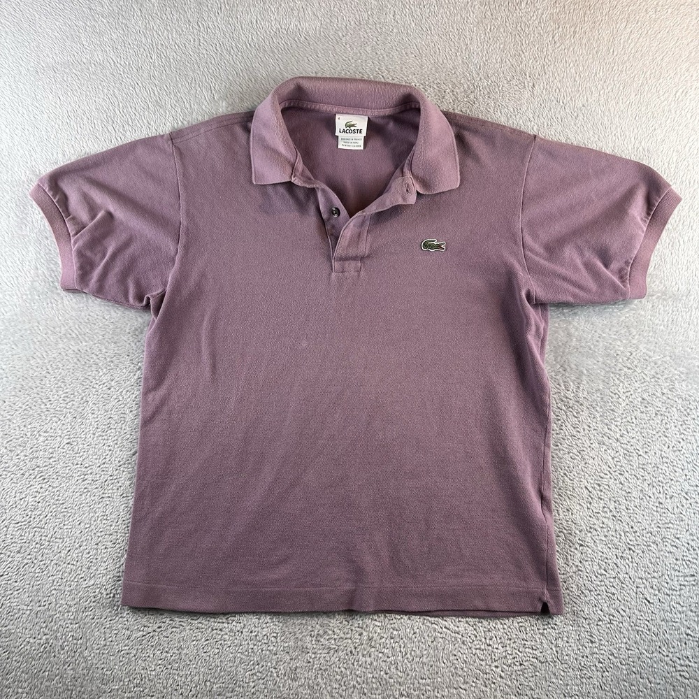 Lacoste Polo Shirt Men Croc Logo Short Sleeve Cotton Size M Purple READ